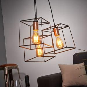 Agatha hængelampe med 3 lyskilder i vintage-look