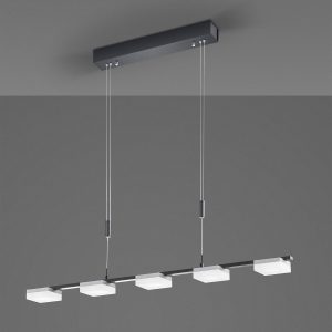 Bopp Quad LED-hængelampe, 5 lyskilder, sort/alu