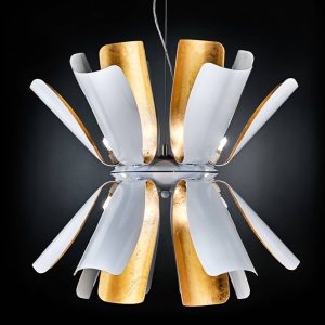 Tropic designer-hængelampe, 60 cm, hvid/bladguld
