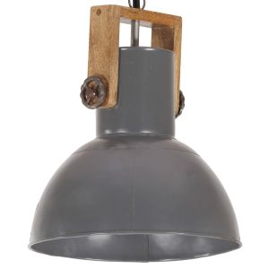 vidaXL industriel hængelampe 25 W rund 32 cm E27 mangotræ grå