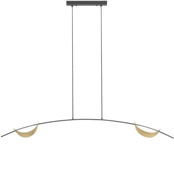 Anatolia, Hængelampe, moderne, metal by Laforma (H: 140 cm. x B: 15 cm. x L: 150 cm., Guld/Sort)