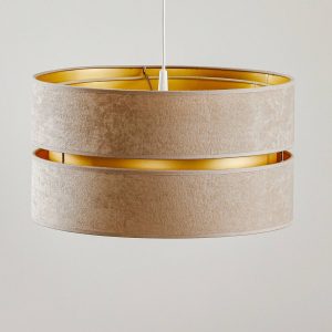 Duo hængelampe, beige/guld, Ø40 cm, 1 lyskilde
