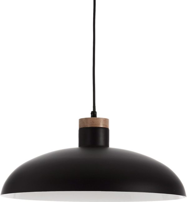 Gotram, Pendel lampe, nordisk, moderne, metal by Laforma (H: 16,5 cm. x B: 38 cm. x L: 38 cm., Sort/Natur)