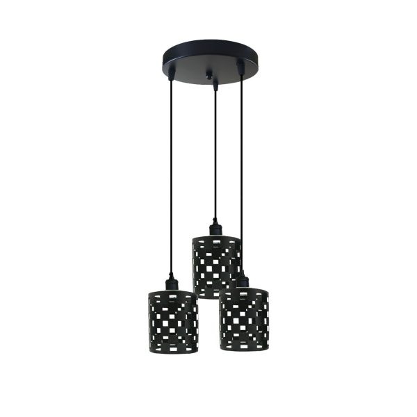 Køkkenlamper, hængelamper, pendel, 3-flamme bur, 11 cm, sort