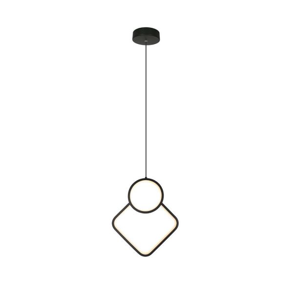 12W LED Hængelampe - Metal, L280xH1800mm, 3000K, Sort, Hus. - Kulør : Varm