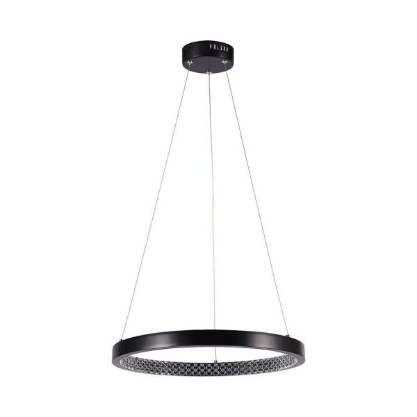 19W Hænge Lampe - 4000K, Krystal Akryl Indeni, Sort Hus - Kulør : Neutral