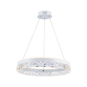 25W Hængelampe - LED, Enkeltring, 3000K, Hvid - Kulør : Varm