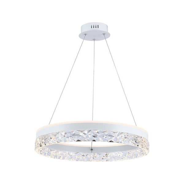 25W Hængelampe - LED, Enkeltring, 3000K, Hvid - Kulør : Varm