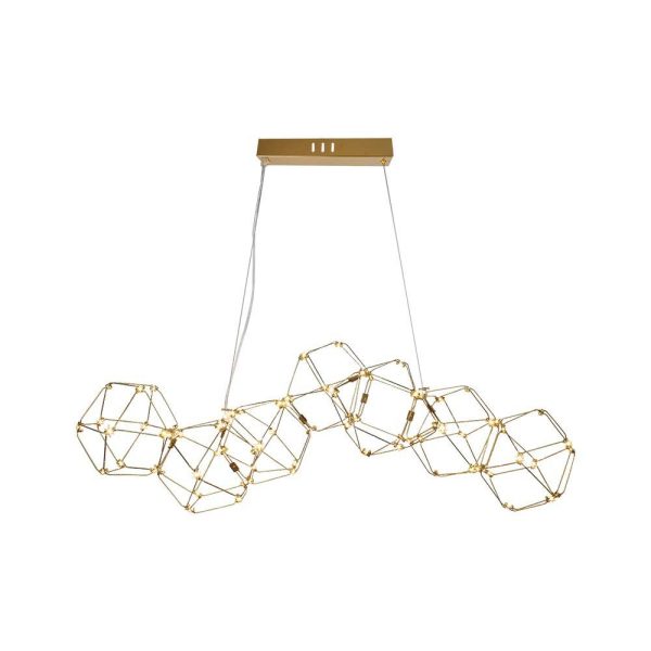 28W Hængelampe - LED, dekorativ, L94.5*B32.5*H120CM, 3000K, guld hus. - Kulør : Varm