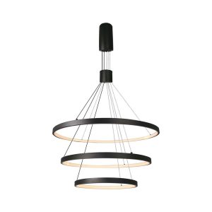 46W LED dekorativ hængelampe - Ø40xØ60xØ80xH150cm, 3000K, sort, hus - Kulør : Varm
