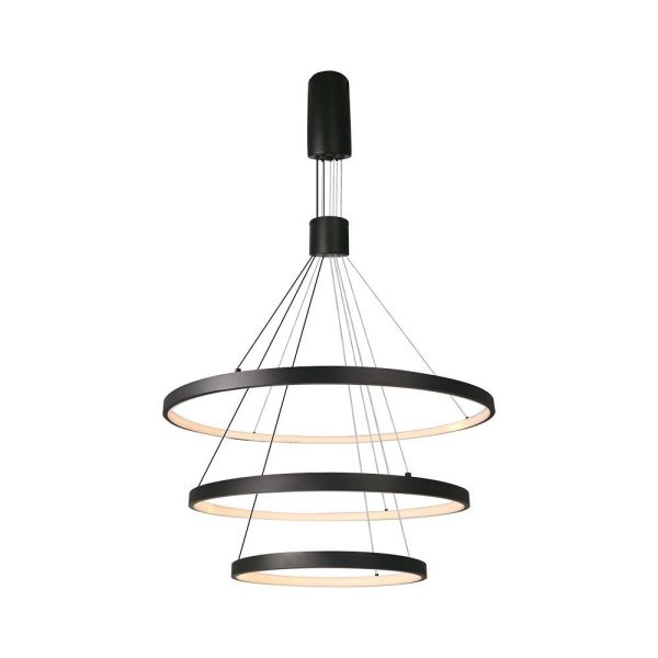 46W LED dekorativ hængelampe - Ø40xØ60xØ80xH150cm, 3000K, sort, hus - Kulør : Varm