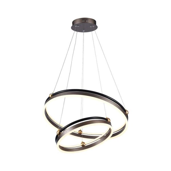 50W LED Hængelampe - Dobbeltring, 3000K, Kaffe, hus - Kulør : Varm