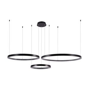 57W LED hængelampe - 40x60x80cm, 3000K, krystalakryl, inde, sort hus. - Kulør : Varm