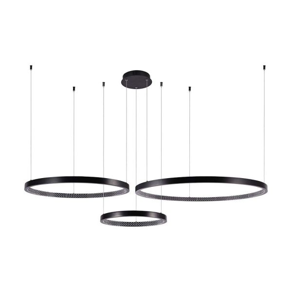 57W LED hængelampe - (40x60x80cm), 4000K, krystal akryl inde, sort hus - Kulør : Neutral