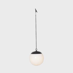 Globus hængelampe LED solcelle kugle 20 cm hvid
