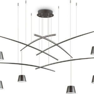 Ideal Lux Fish pendel lampe, hængelampe i sort metal Ø160 cm med integreret LED
