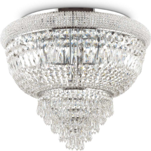 Loftslampe Ideal Lux Dubai pendel/hængelampe i krom med glas Ø52 x H44 cm