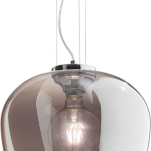 Pendel lampe Ideal Lux Blossom hængelampe Ø32 cm justerbar højde røg/krom glas indendørs