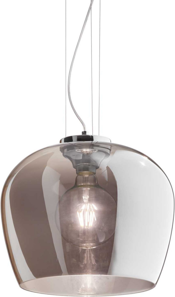 Pendel lampe Ideal Lux Blossom hængelampe Ø32 cm justerbar højde røg/krom glas indendørs