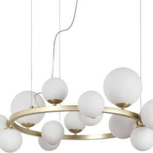 Pendel lampe Ideal Lux Perlage Ø85 cm messing hængelampe med mundblæste glas