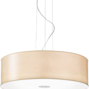 Pendel lampe Ideal Lux Woody natur/krom Ø60 cm H24-233 cm justerbar hængelampe med 5 x E27 pærer