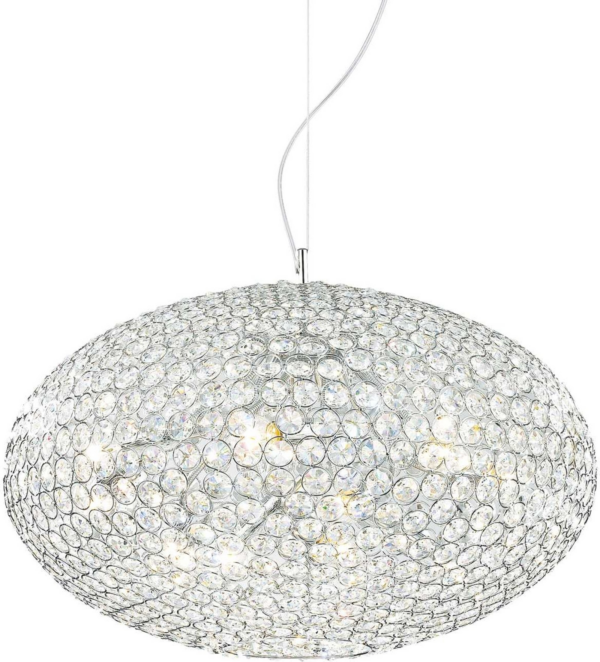 Pendel lampe/hængelampe Ideal Lux Orion, krom, Ø50 cm, justerbar højde, metal glas krystal