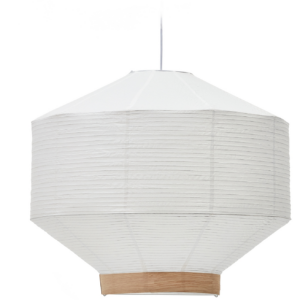 Pendel og hængelampe Kave Home Hila hvid papir og egefinér H70 x 80 x 80 cm