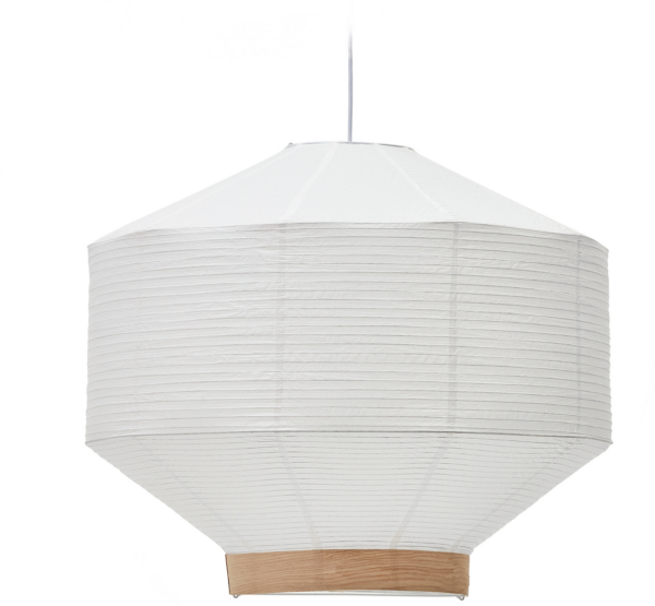 Pendel og hængelampe Kave Home Hila hvid papir og egefinér H70 x 80 x 80 cm