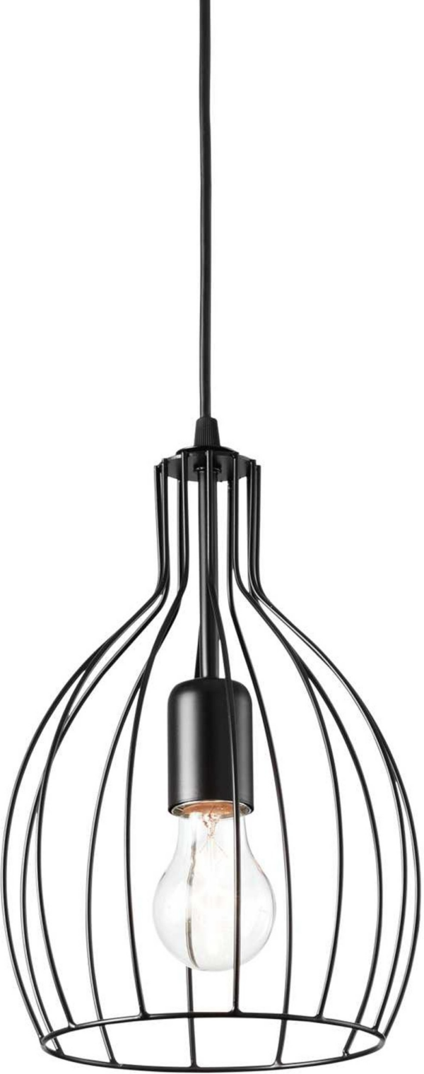 Pendellampe Ideal Lux Ampolla sort metal Ø205 mm justerbar H450-1140 hængelampe