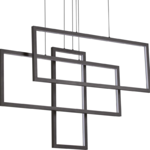 Pendellampe Ideal Lux Frame - sort LED-hængelampe i aluminium og metal, L1030 x H800-1200 x B180 mm