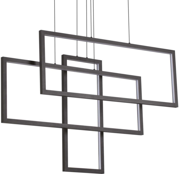Pendellampe Ideal Lux Frame - sort LED-hængelampe i aluminium og metal, L1030 x H800-1200 x B180 mm