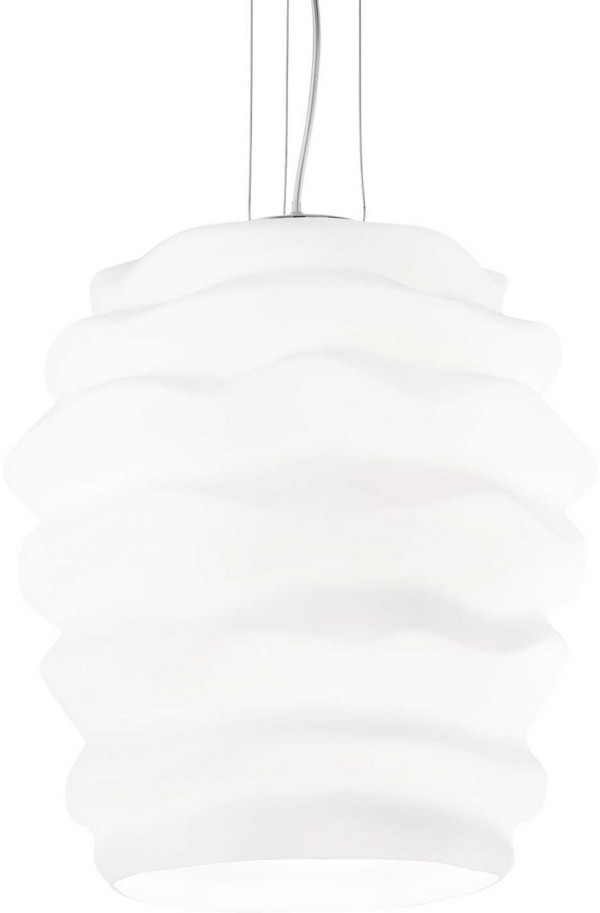 Pendellampe Ideal Lux Karma Ø38 cm justerbar højde 46-240 cm hvid krom glas hængelampe