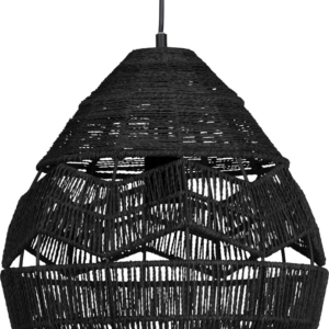 Pendellampe WOOOD Exclusive Adelaide Ø35 cm sort - flettet papirreb hængelampe med diffust lys, E27 fatning
