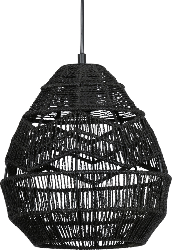 Pendellampe WOOOD Exclusive Adelaide - sort papirreb hængelampe Ø25 cm, dæmpbar