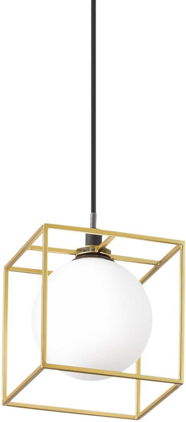 Pendellampe/hængelampe Ideal Lux Lingotto sort/messing med hvid syreætset glas justerbar højde 27-242 cm G9-pære inkl.