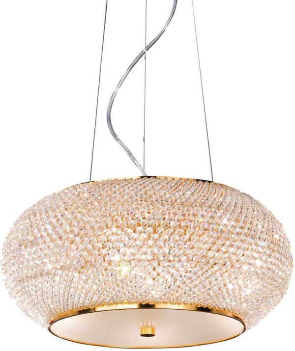 Pendellampe/hængelampe Ideal Lux Pasha Ø450 H250-2340 mm guld metal glas