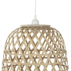 Hængelampe Bambus Skærm Hvid Plastikledning