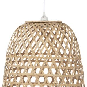 Hængelampe Bambus Skærm Hvid Plastikledning