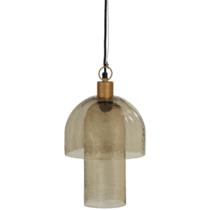 WOOOD Gigi hængelampe med dobbelt skærm hamret glas naturlig